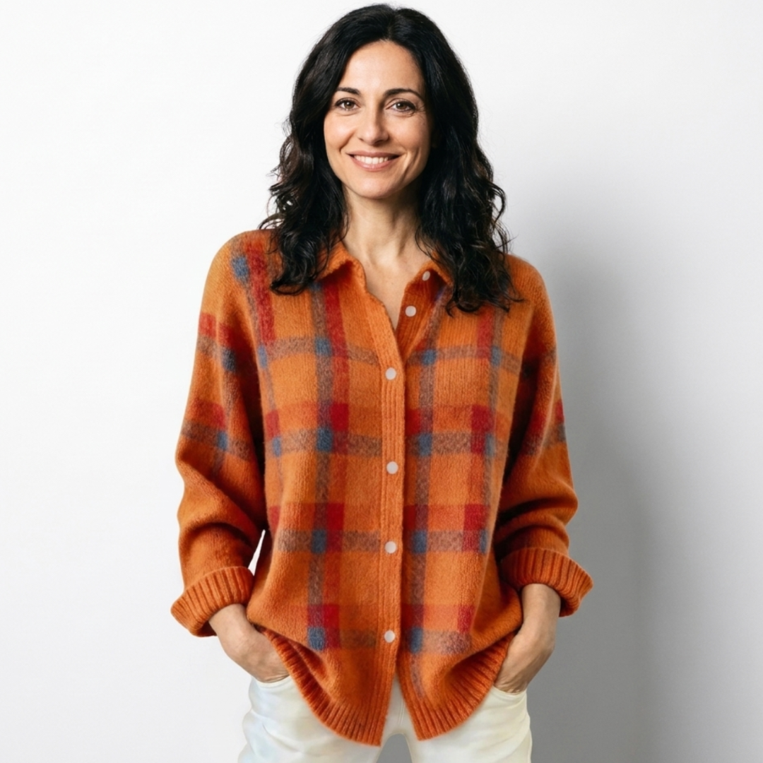 Autunna | Plaid Flannel Overshirt - Orange