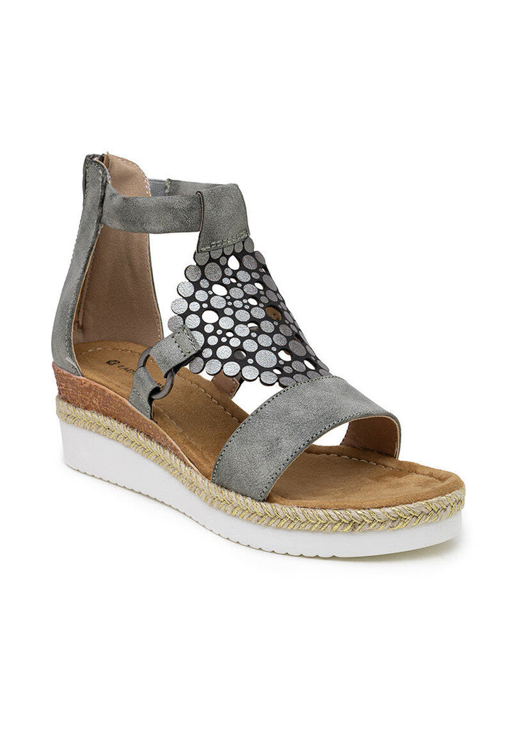 Orsolya | Gray Green Wedge Sandal