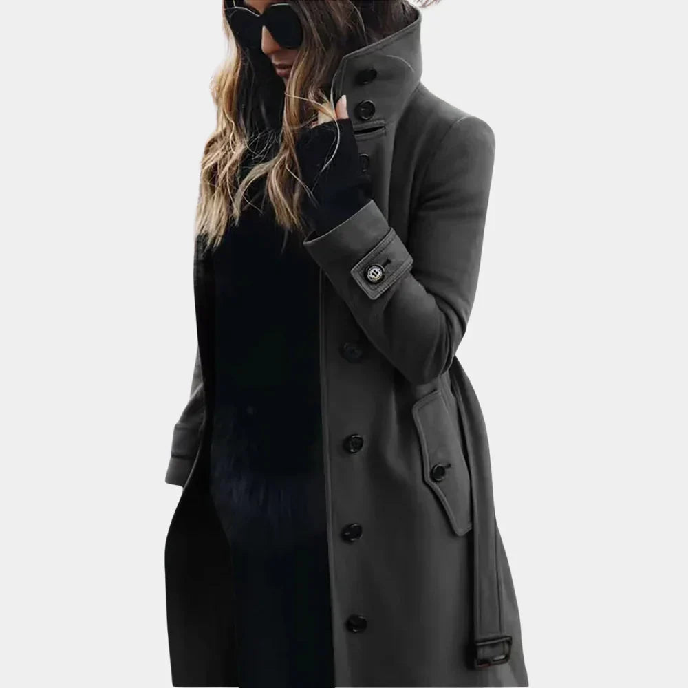 Sophia | Stylish Tailored Trench Coat - Black