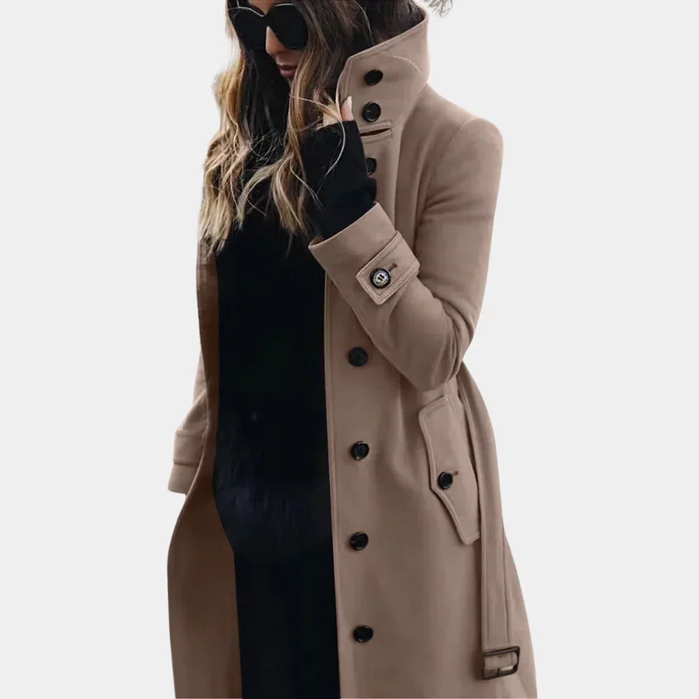 Sophia | Stylish Tailored Trench Coat - Grey