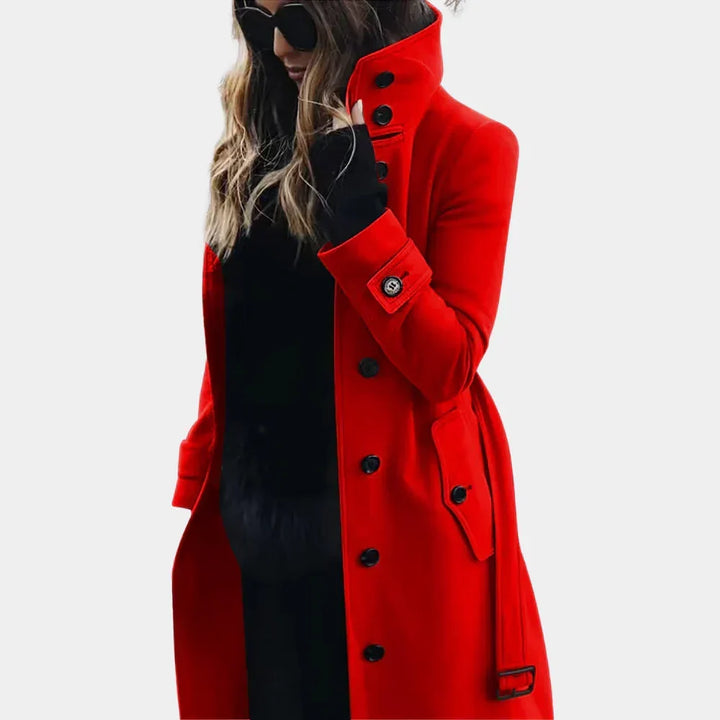 Sophia | Stylish Tailored Trench Coat - Red