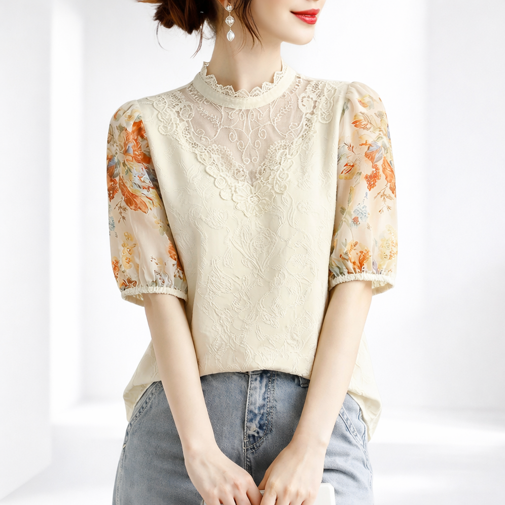 Caroline | Floral Sleeve Blouse - Helen & Olivia Manhattan
