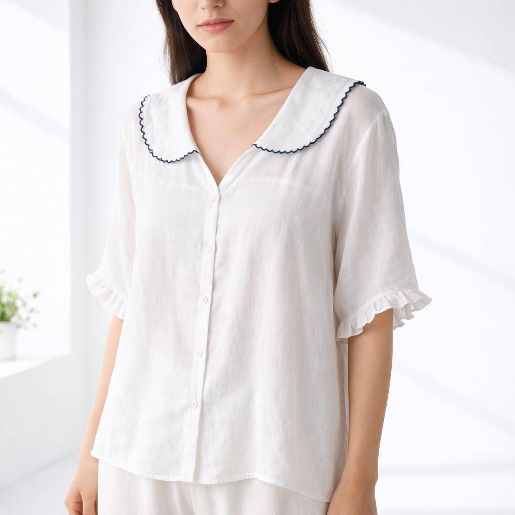 Olivia | Cotton-Linen Blouse - Helen & Olivia Manhattan
