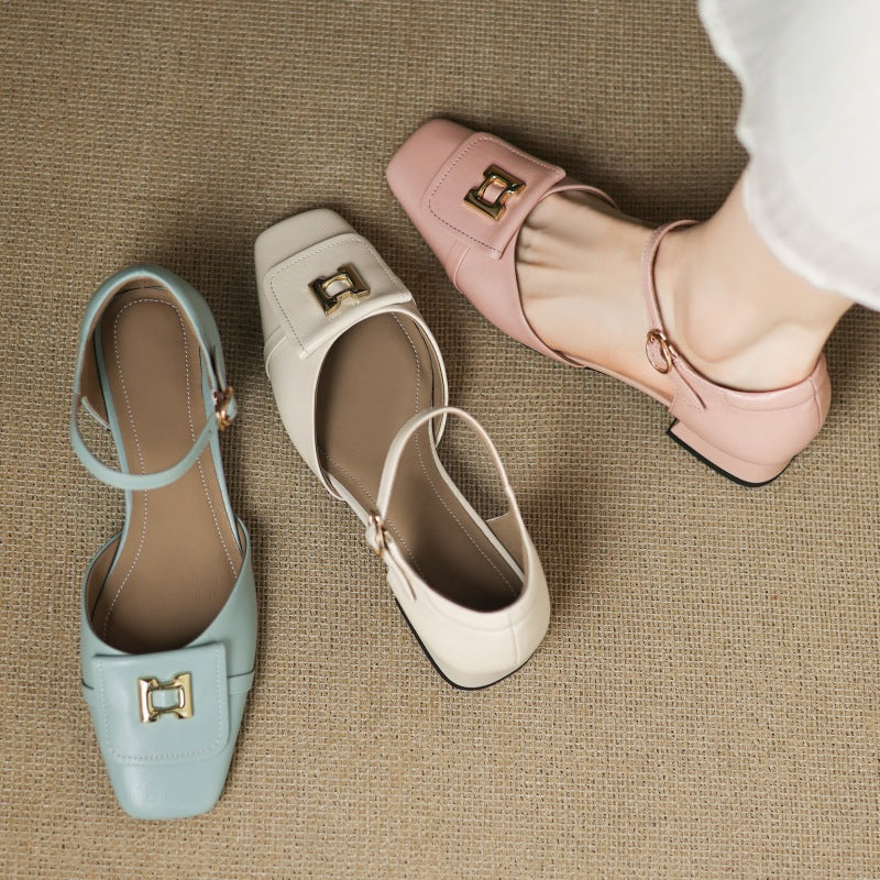 Aveline Buckle Leather Mary | Janes - 