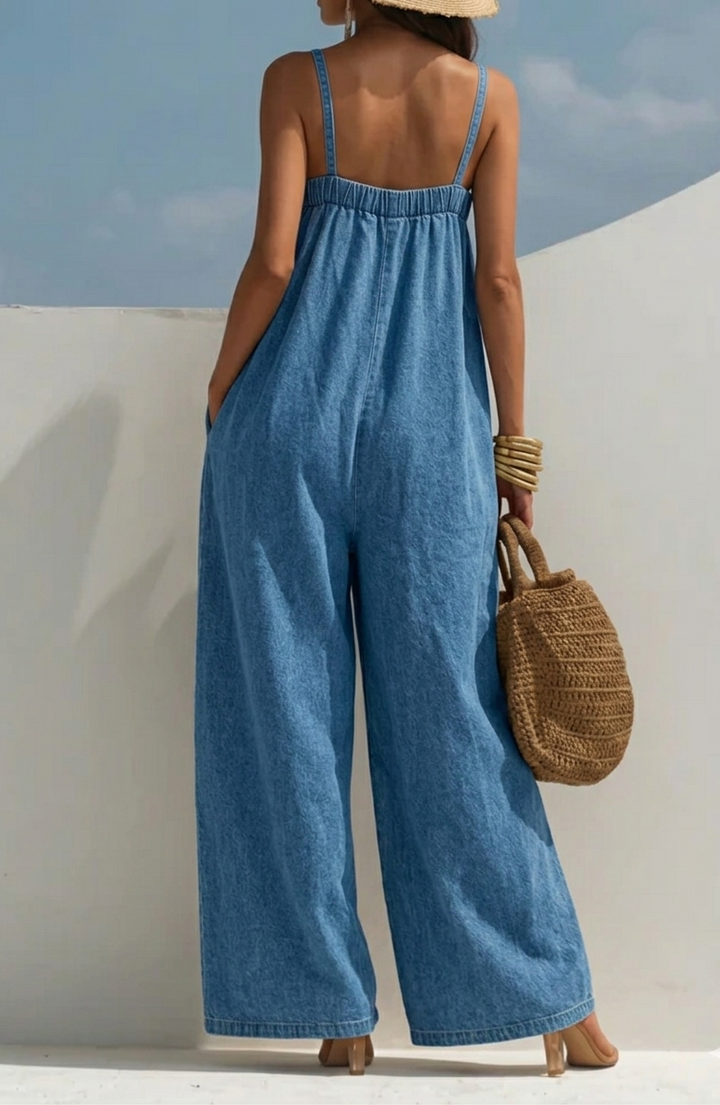 Madison | Jumpsuit in Denim Gamba Larga