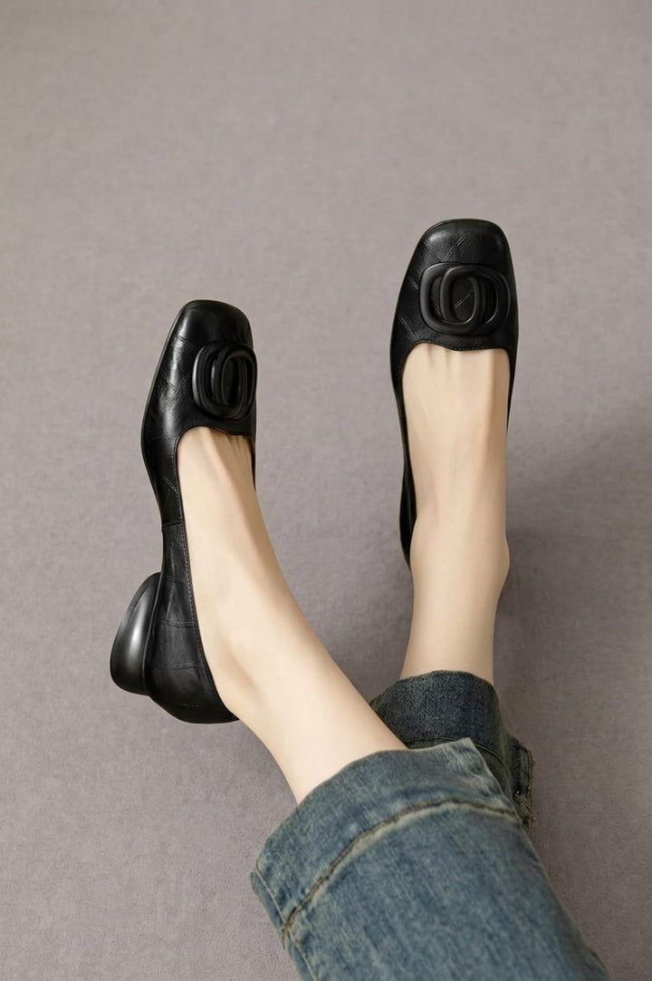 Chiara | Ballerine in Pelle Vegana con Puntera Quadrata