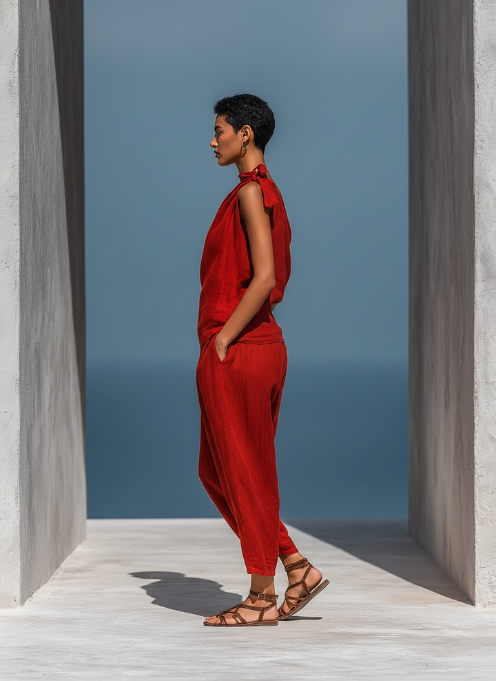 Iris | Completo in Linen Red