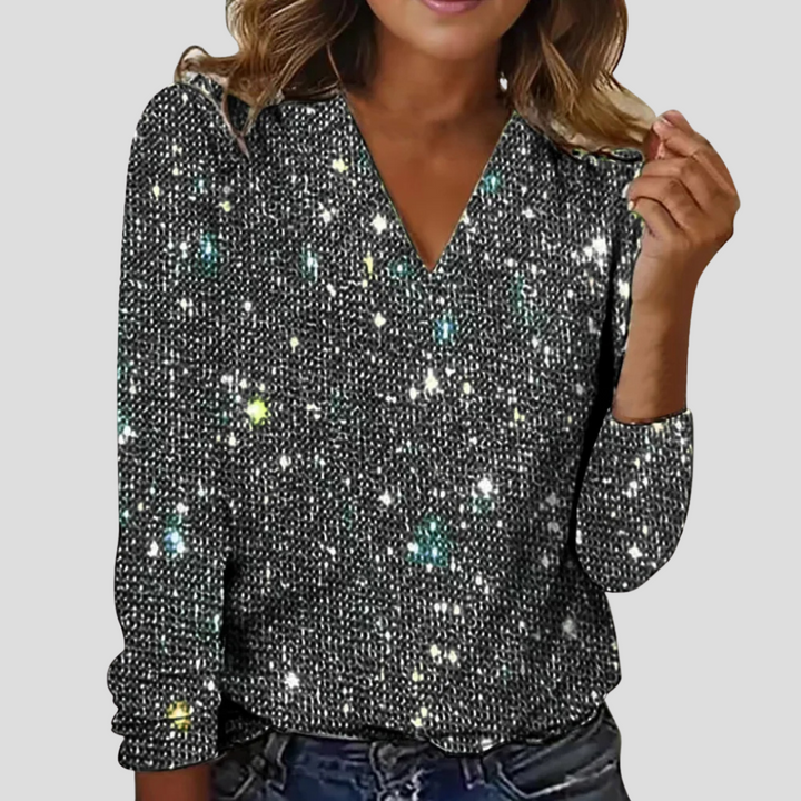 Pink | Glitter Scollo a V Party Blouse
