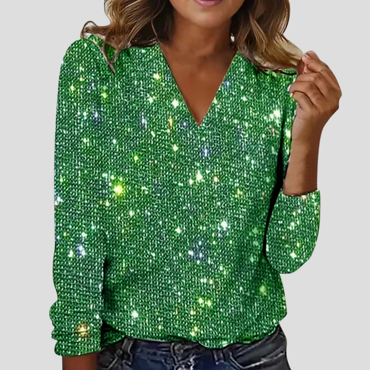 Pink | Glitter Scollo a V Party Blouse