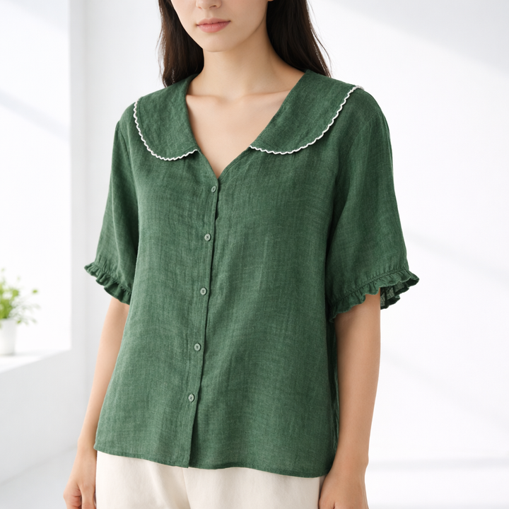 Olivia | Cotton-Linen Blouse - Helen & Olivia Manhattan