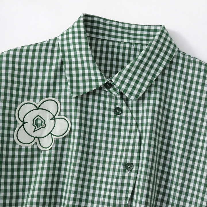 Floral | Gingham Button-Up Blouse - Helen & Olivia Manhattan