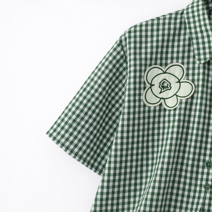 Floral | Gingham Button-Up Blouse - Helen & Olivia Manhattan