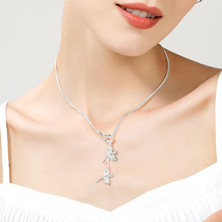 Necklace with Pendant Dragonfly in Silver Sterling
