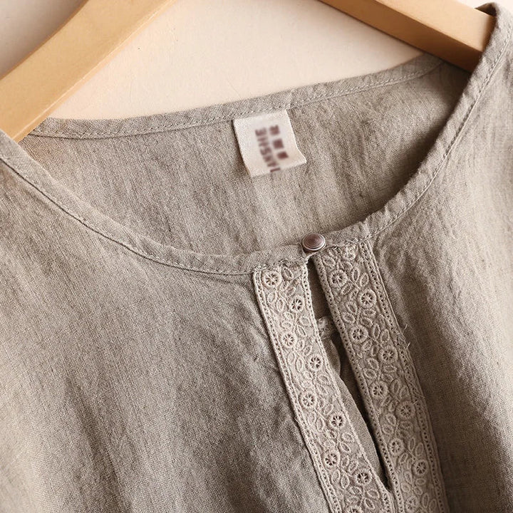 Fiora | Cotton Linen Blouse - Helen & Olivia Manhattan