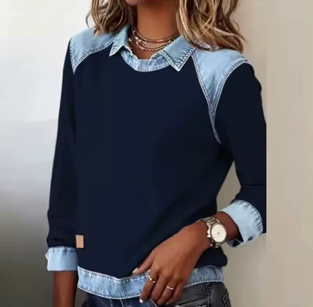 Nicole | Stylish Casual Pullover - Dark Blue