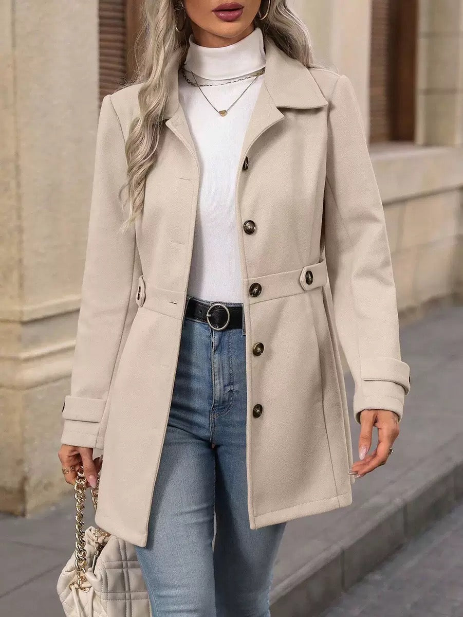 Elena | Classic Belted Coat - Beige