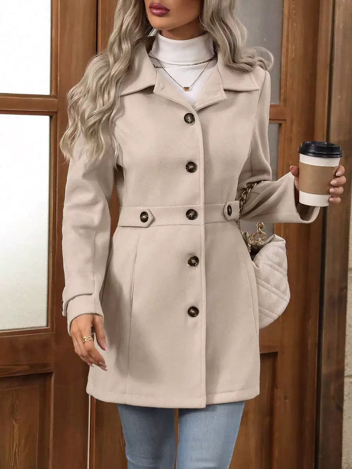 Elena | Classic Belted Coat - Khaki