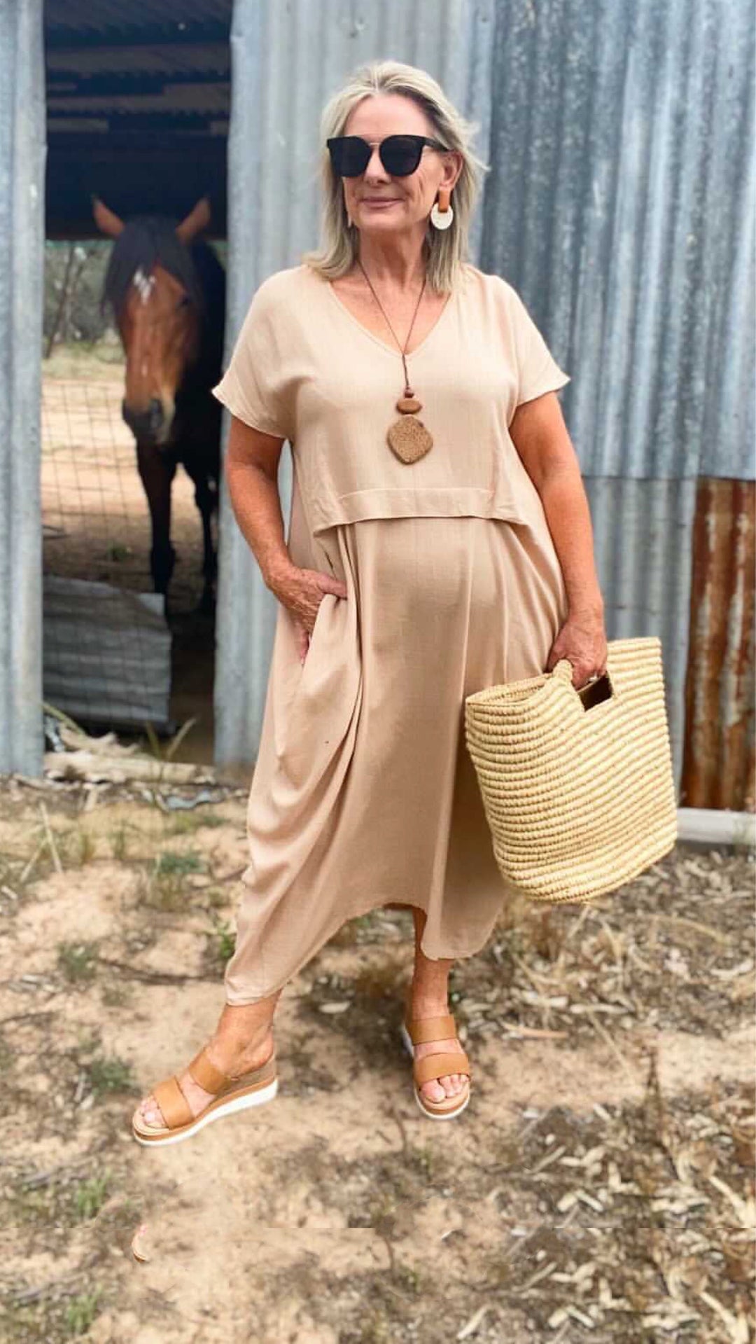 Sophia | Dress Midi in Linen Drappeggiato