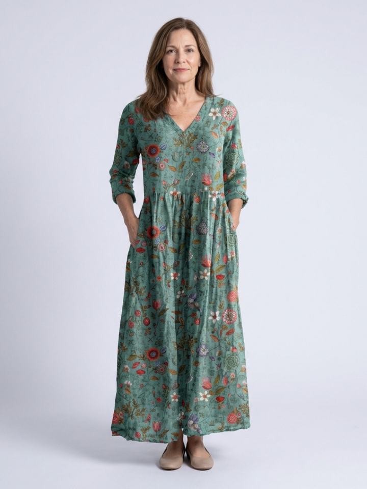 Bernadette | Effortless Floral V Neck Maxi Dress