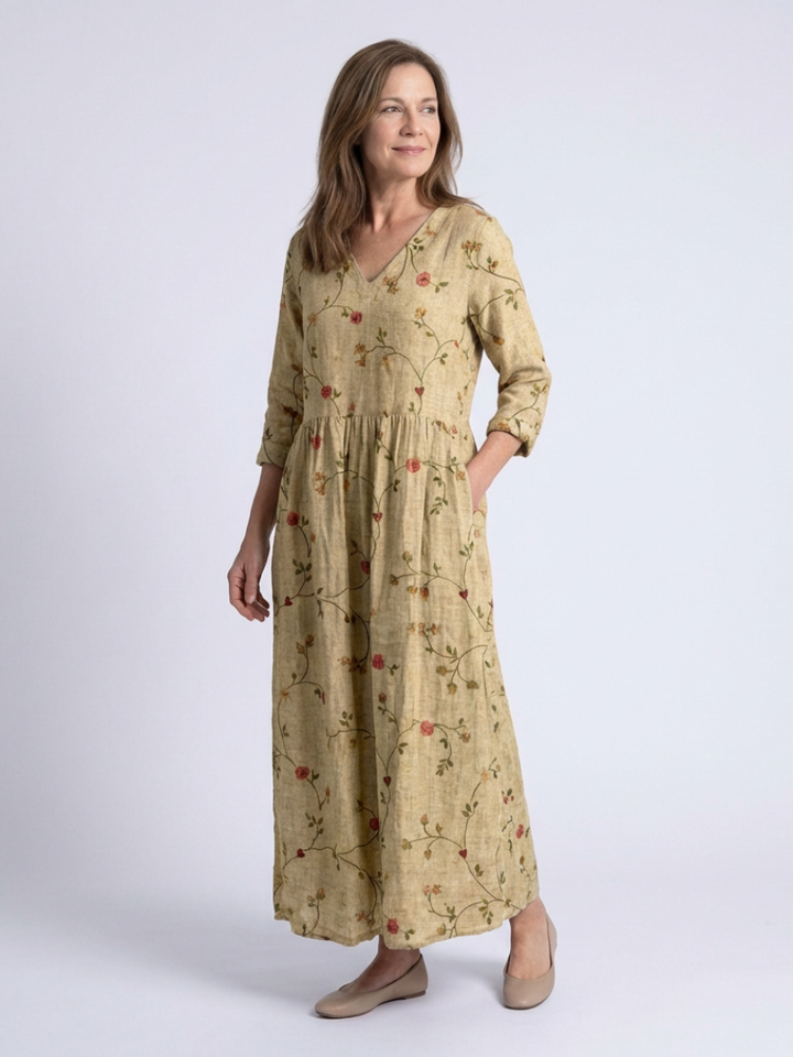 Bernadette | Effortless Floral V Neck Maxi Dress