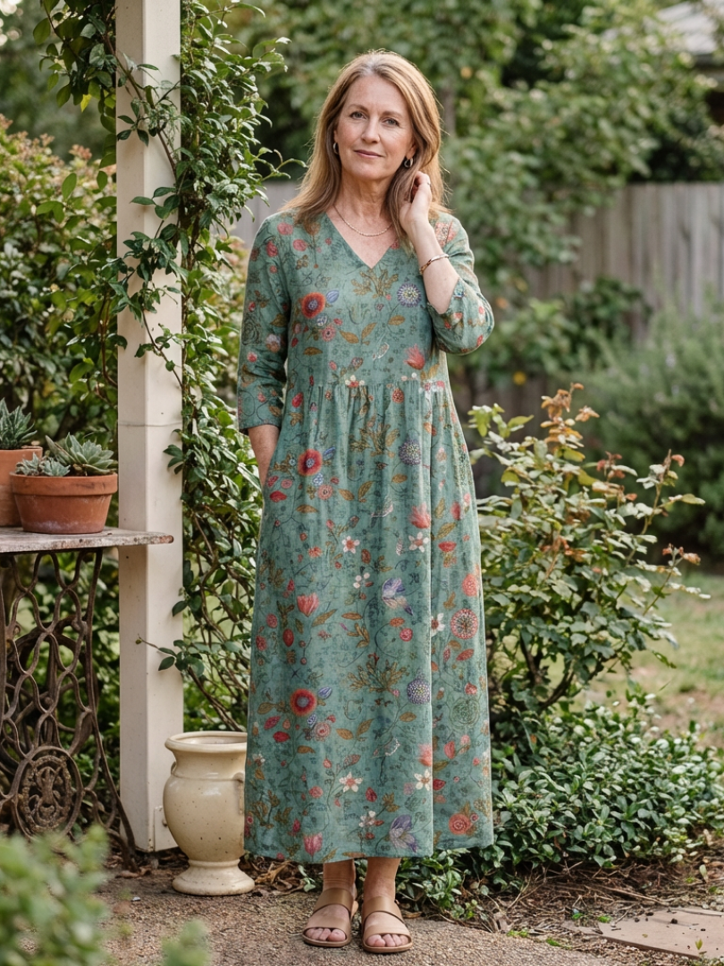 Bernadette | Effortless Floral V Neck Maxi Dress