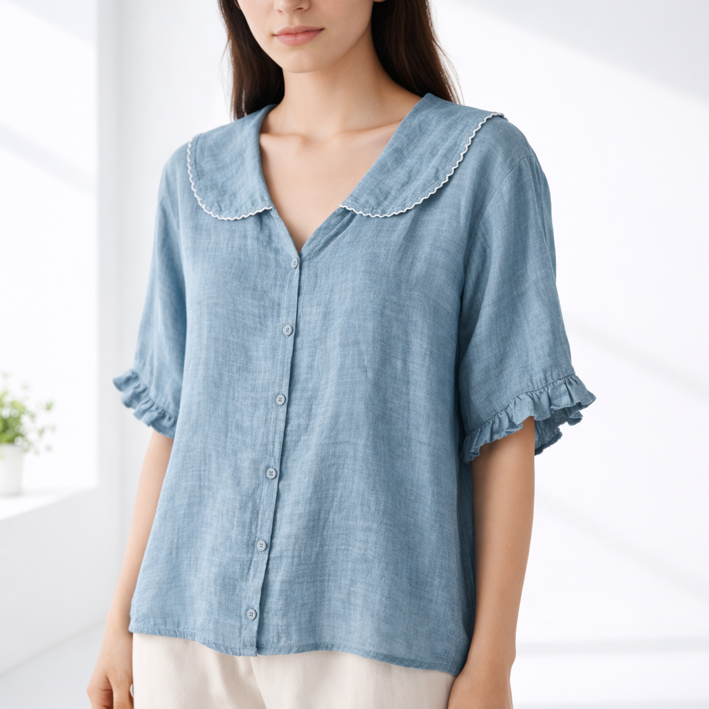 Olivia | Cotton-Linen Blouse - Helen & Olivia Manhattan