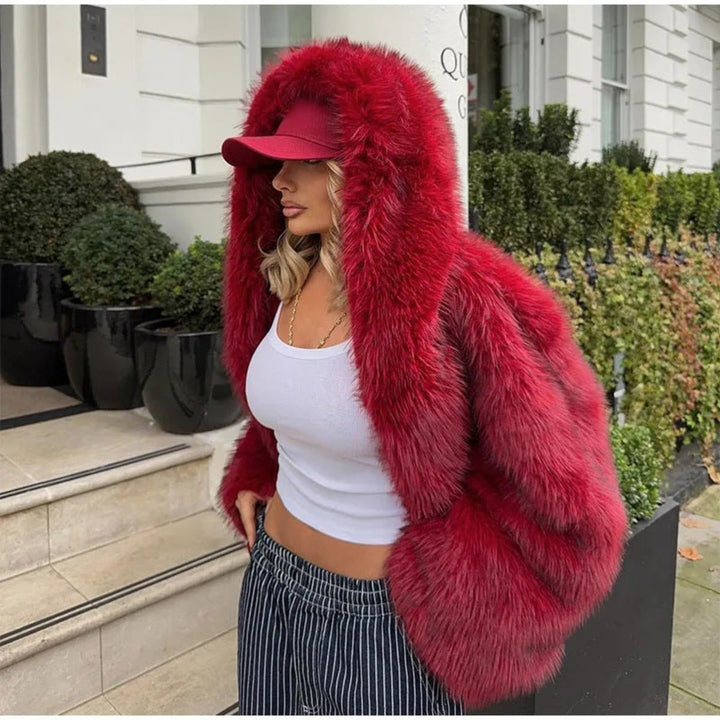 Star | Hooded Faux Fur Coat