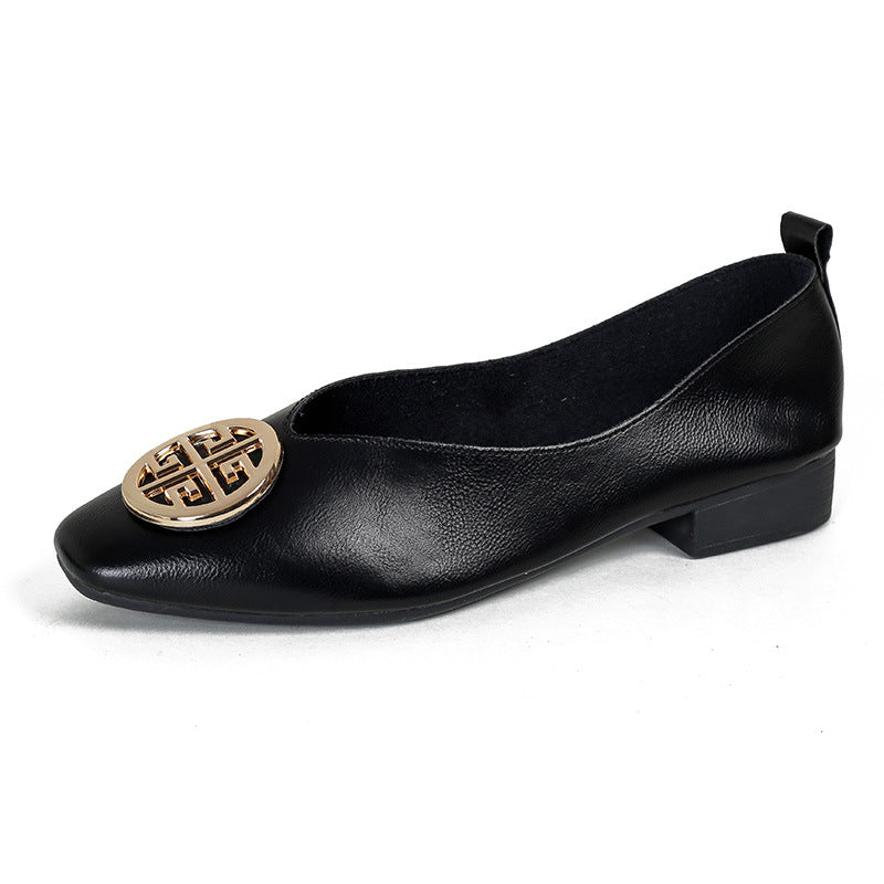 Orchard | Leather Square-Toe Flats - Red