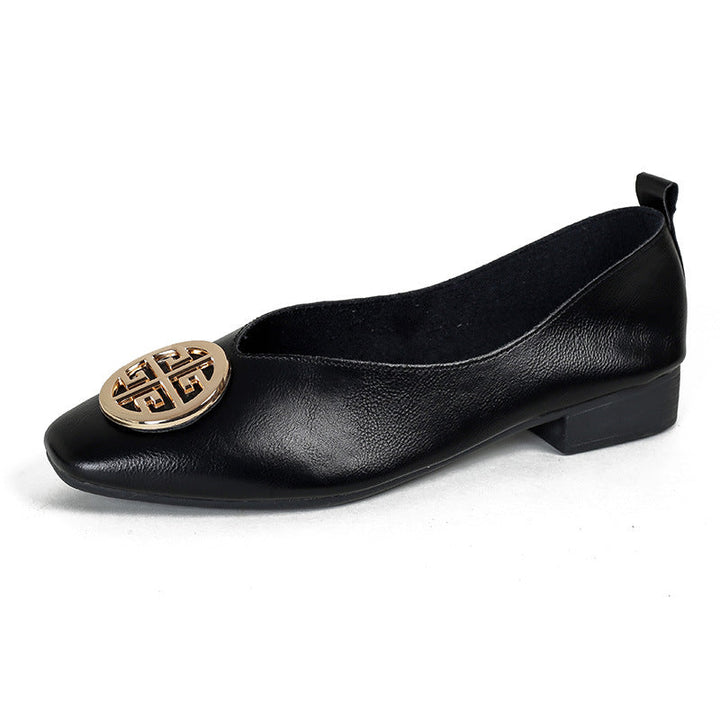 Orchard | Leather Square-Toe Flats - Red