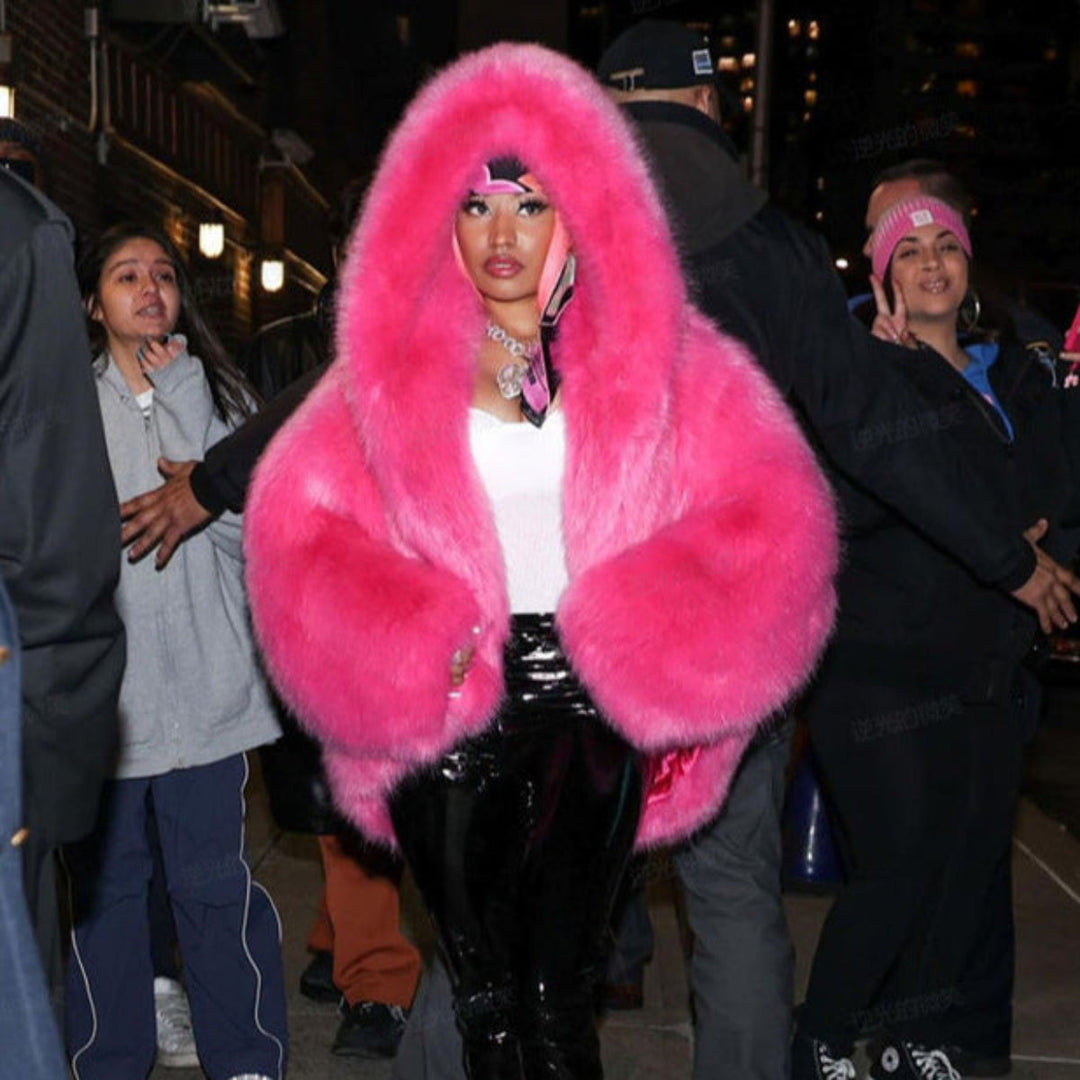Star | Hooded Faux Fur Coat