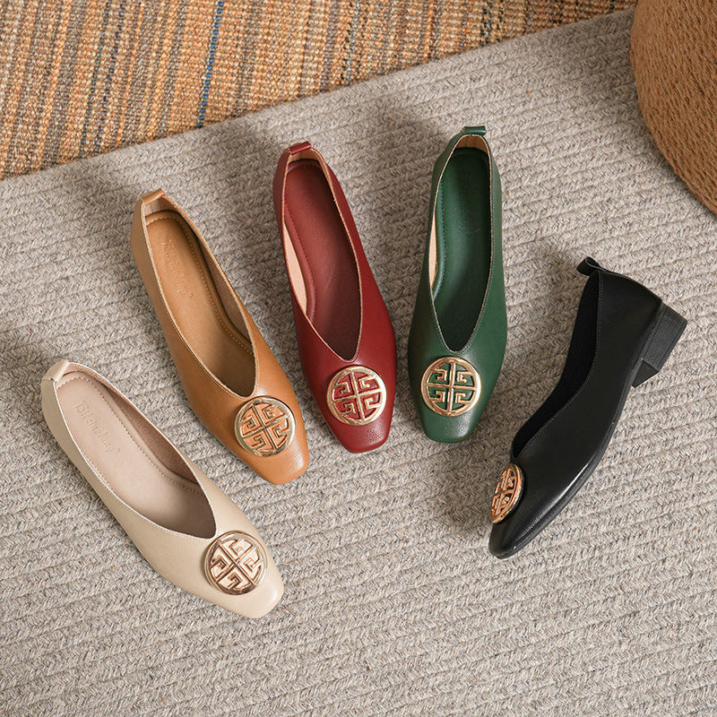 Orchard | Leather Square-Toe Flats - 