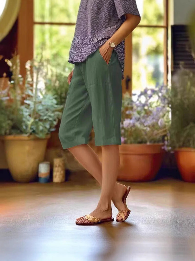 Eve | Leggero Knee Length Linen Shorts
