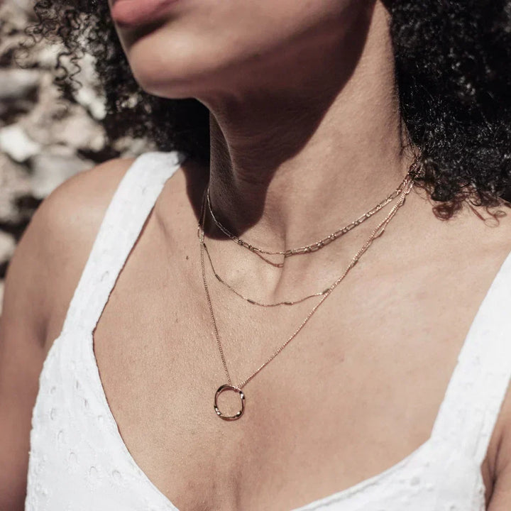 Three-Row Open Hoop Necklace in Gold