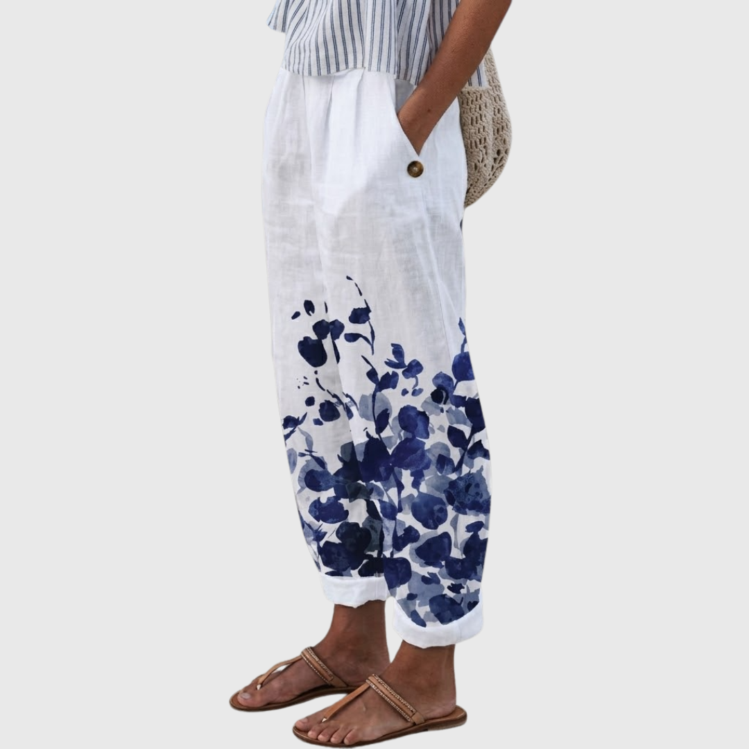 Ilana | Elegant Vintage Floral Stampa Pants
