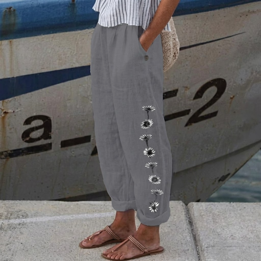 Clarissa | Elegant Vintage Floral Stampa Pants