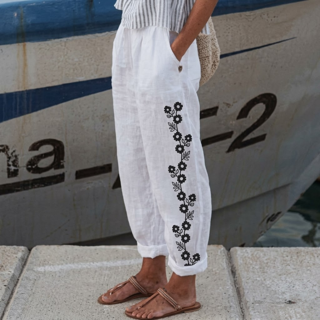 Esther | Elegant Vintage Floral Stampa Pants