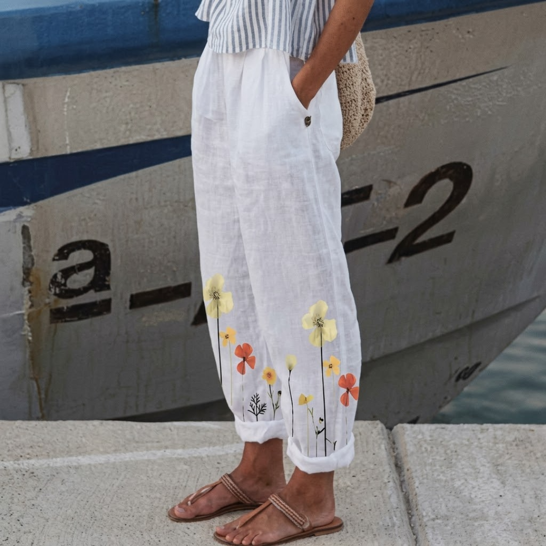 Felicia | Elegant Vintage Floral Stampa Pants