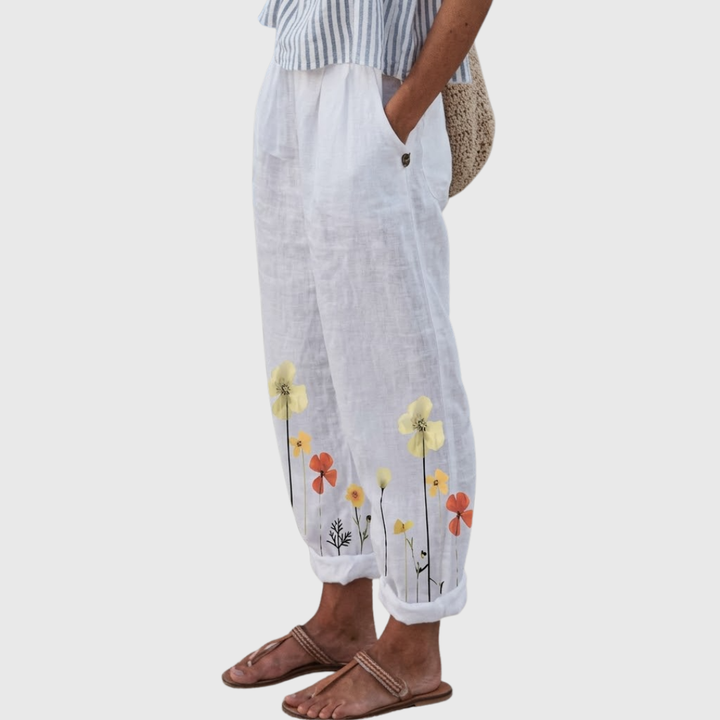 Felicia | Elegant Vintage Floral Stampa Pants