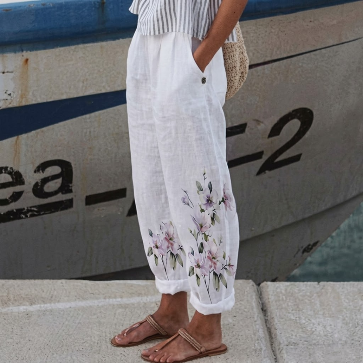 Gillian | Elegant Vintage Floral Stampa Pants