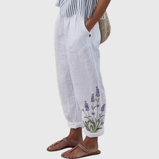 Alana | Elegant Vintage Floral Stampa Pants