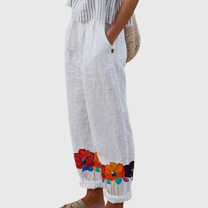Desiree | Elegant Vintage Floral Stampa Pants