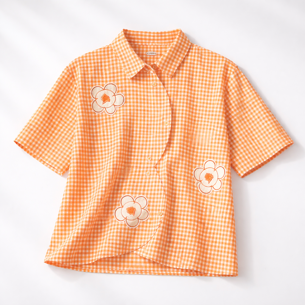 Floral | Gingham Button-Up Blouse - Helen & Olivia Manhattan