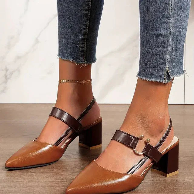 Block Heels – Stylish & Comfortable Support Image - Beige