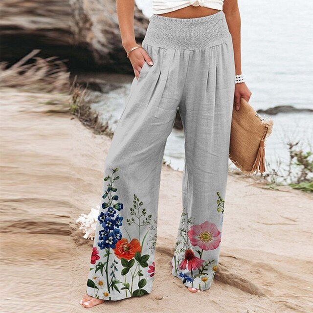 Clover | Garden Floral Gamba Larga Summer Pants