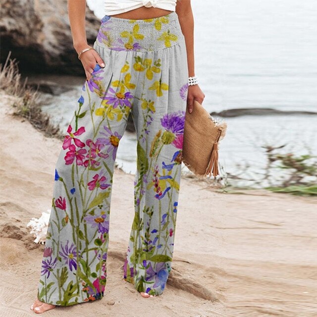 Clover | Garden Floral Gamba Larga Summer Pants