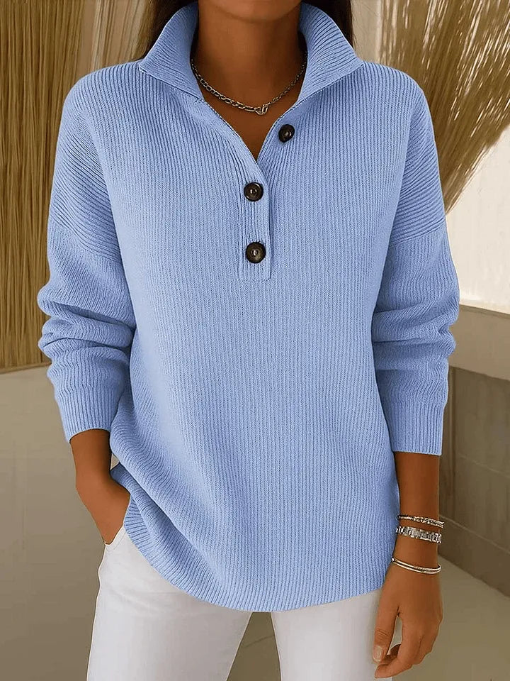 Florence | V Neck Polo Sweater - Pink