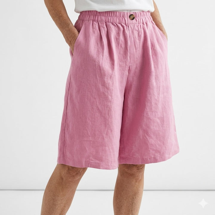 Amberley | Breezy Gamba Larga Linen Shorts with Elastic Waist