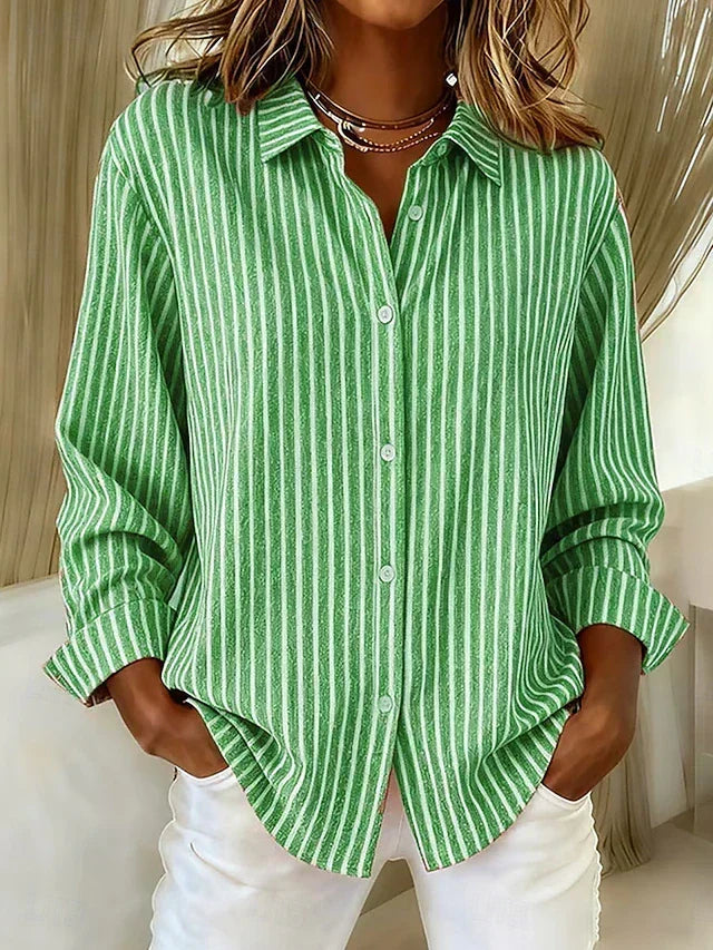 Jacqueline | Striped Button-Down Shirt - Green