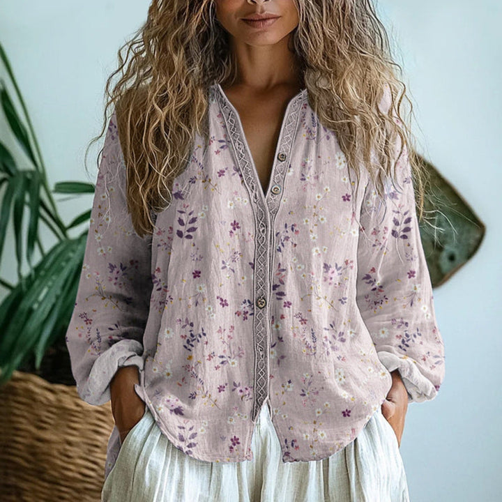 Senna | Botanical Stampa Linen Blouse