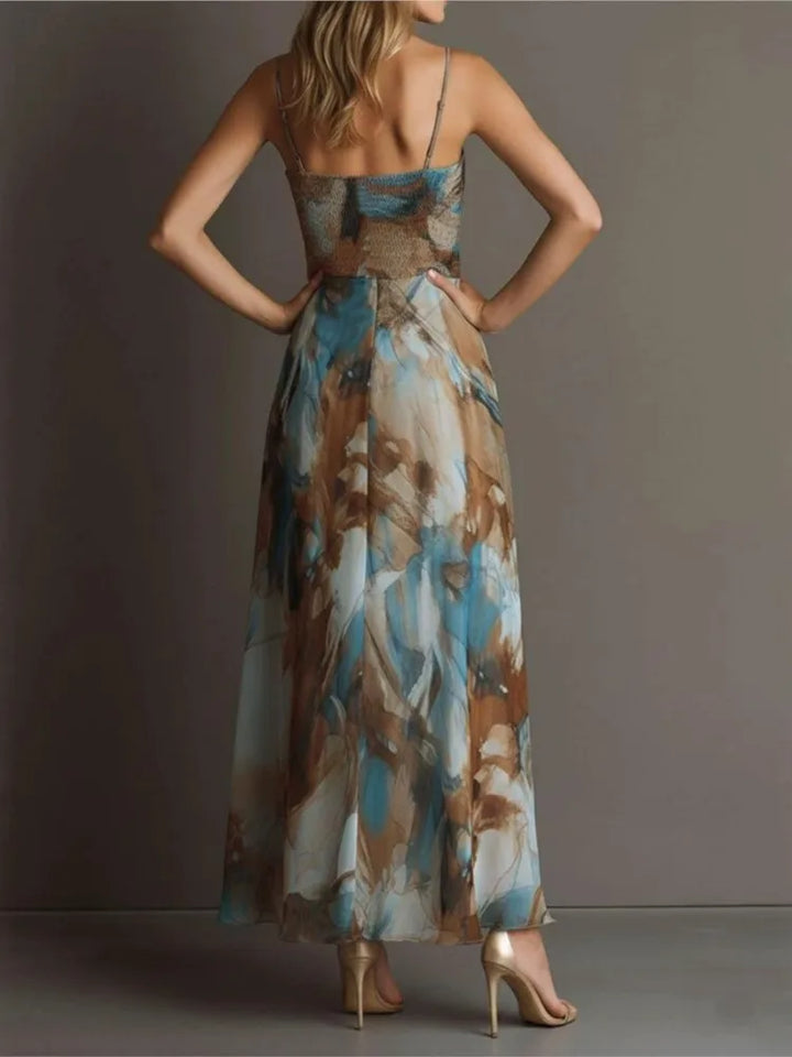 Maren | Sweetheart Thin-Strap Stampa Midi Dress
